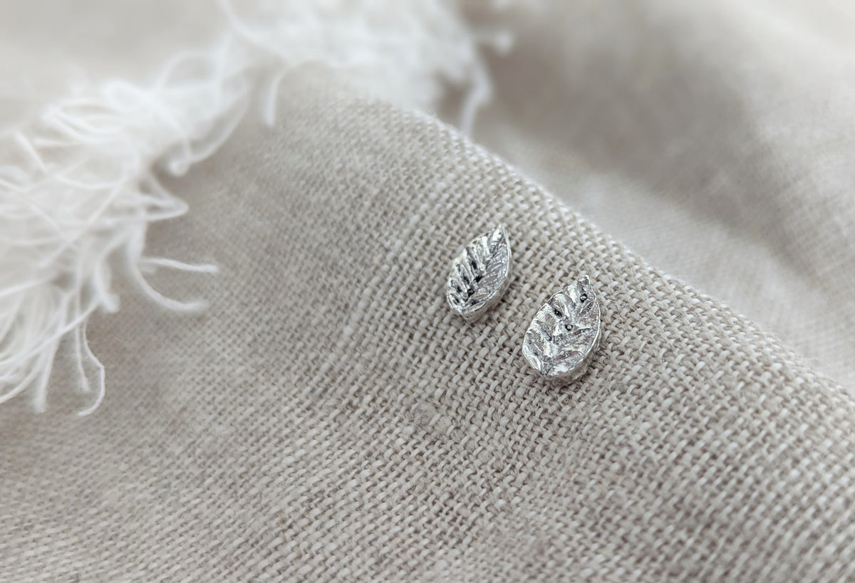 Silver Leaf Stud Earrings