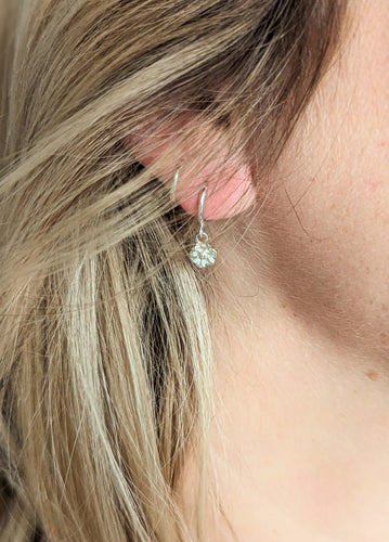 Sterling Silver Flora Huggie Hoop Earrings