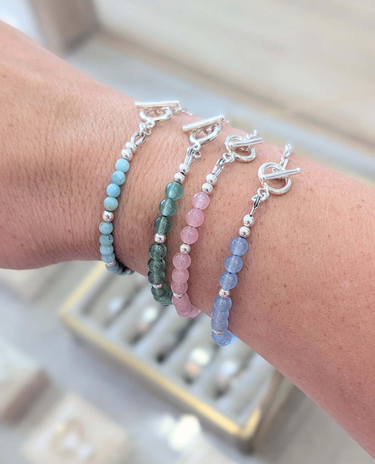 Sterling Silver Gemstone Toggle Bracelet