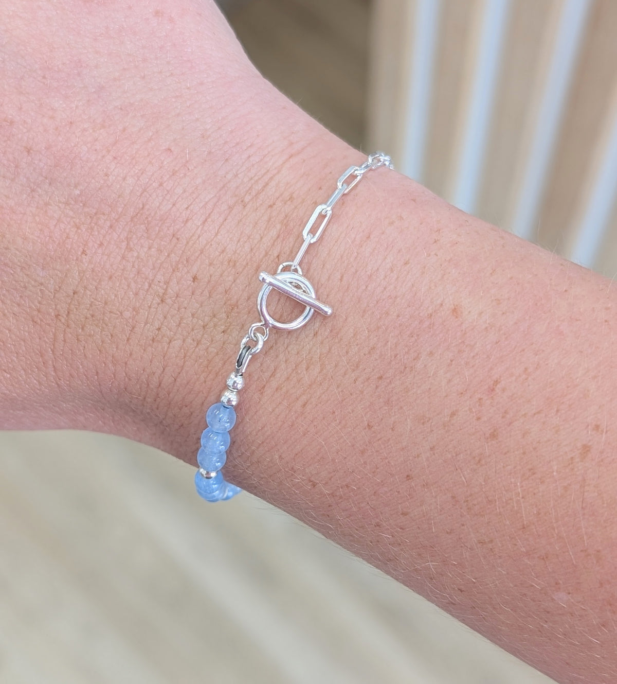 Sterling Silver Gemstone Toggle Bracelet
