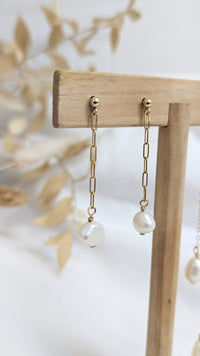 14ct Gold Eira Drop Peal Earrings