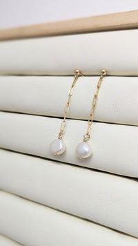 14ct Gold Eira Drop Peal Earrings