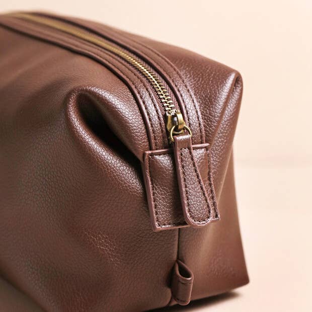 Lisa Angel - Brown Vegan Leather Washbag