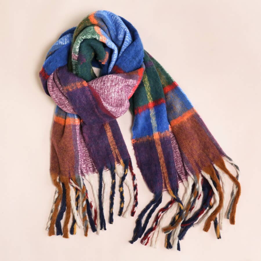 Lisa Angel - Multi Colour Tartan Check Winter Scarf