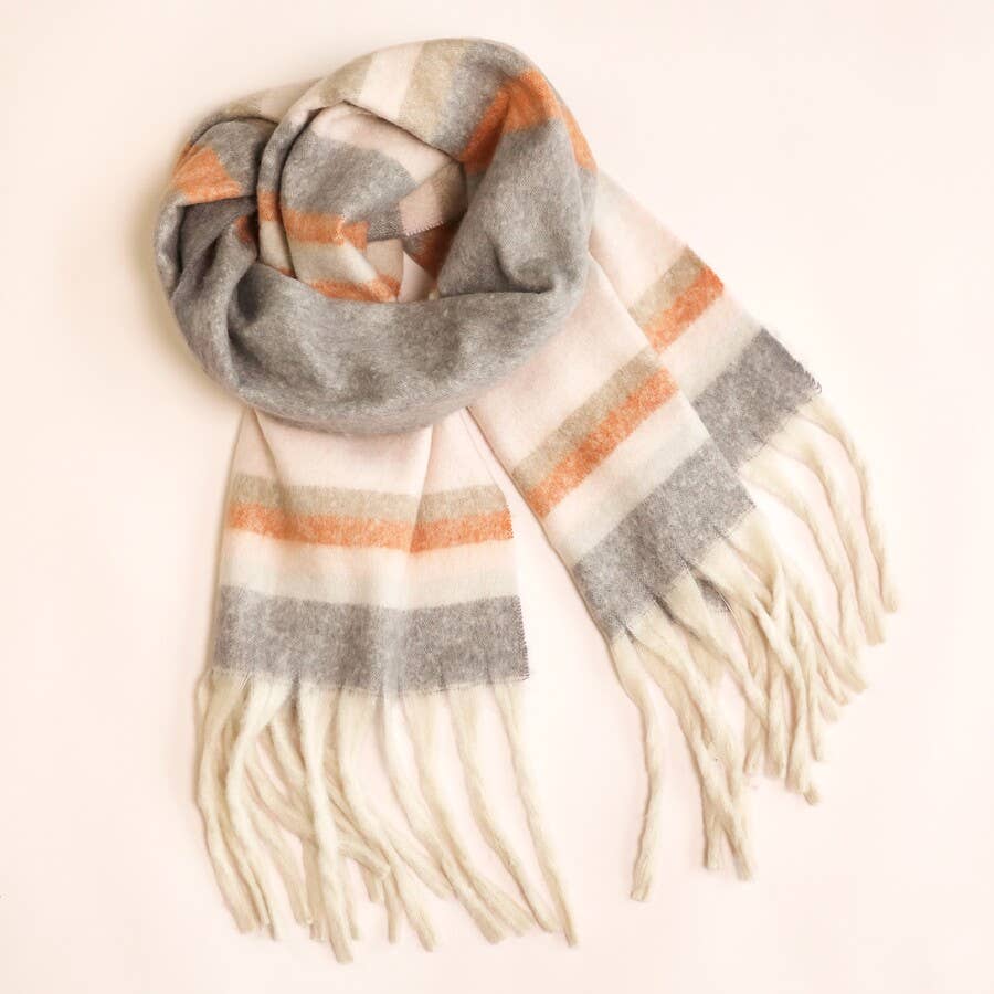 Lisa Angel - Terracotta Stripe Winter Scarf