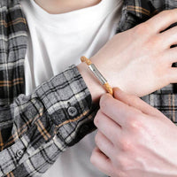 Lisa Angel - Men's Rustic Braided Leather Bracelet in Brown - M