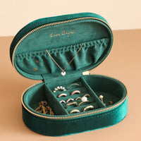 Lisa Angel - Starry Night Printed Velvet Oval Jewellery Case in Teal