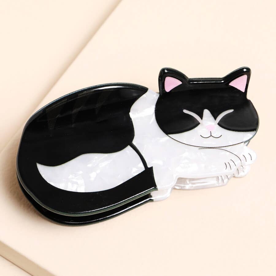 Lisa Angel (US Duties Paid) - Large Black and white Cat Hair Clip