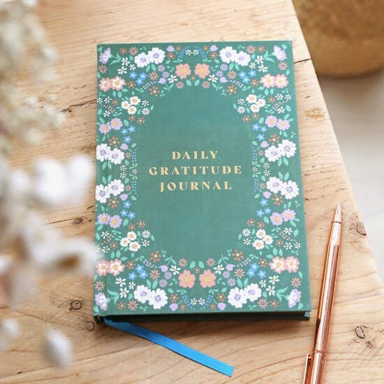Lisa Angel - Green Floral Daily Gratitude Journal