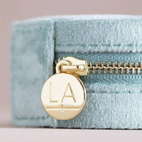 Lisa Angel - Mint Green Velvet Round Travel Jewellery Case