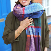 Lisa Angel - Multi Colour Tartan Check Winter Scarf