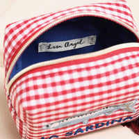 Lisa Angel (US Duties Paid) - Red and White Gingham Fish Embroidery Pouch
