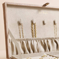 Lisa Angel - Quilted Velvet Large Jewellery Box in Taupe