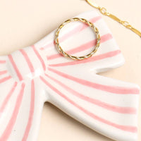 Lisa Angel (US Duties Paid) - Pink Stripe Bow Ceramic Trinket Dish