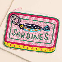 Lisa Angel - Beaded Pink Sardines Small Pouch