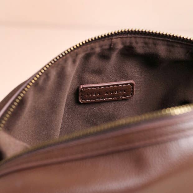 Lisa Angel - Brown Vegan Leather Washbag