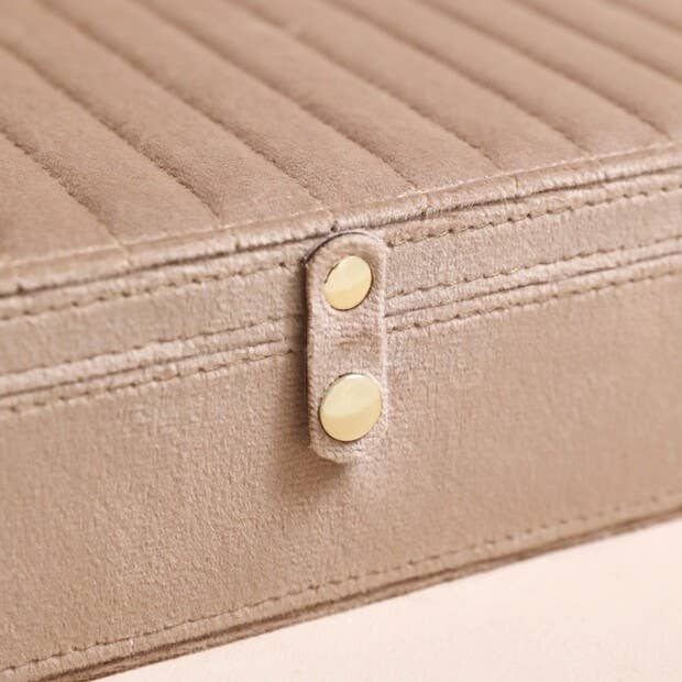 Lisa Angel - Quilted Velvet Large Jewellery Box in Taupe