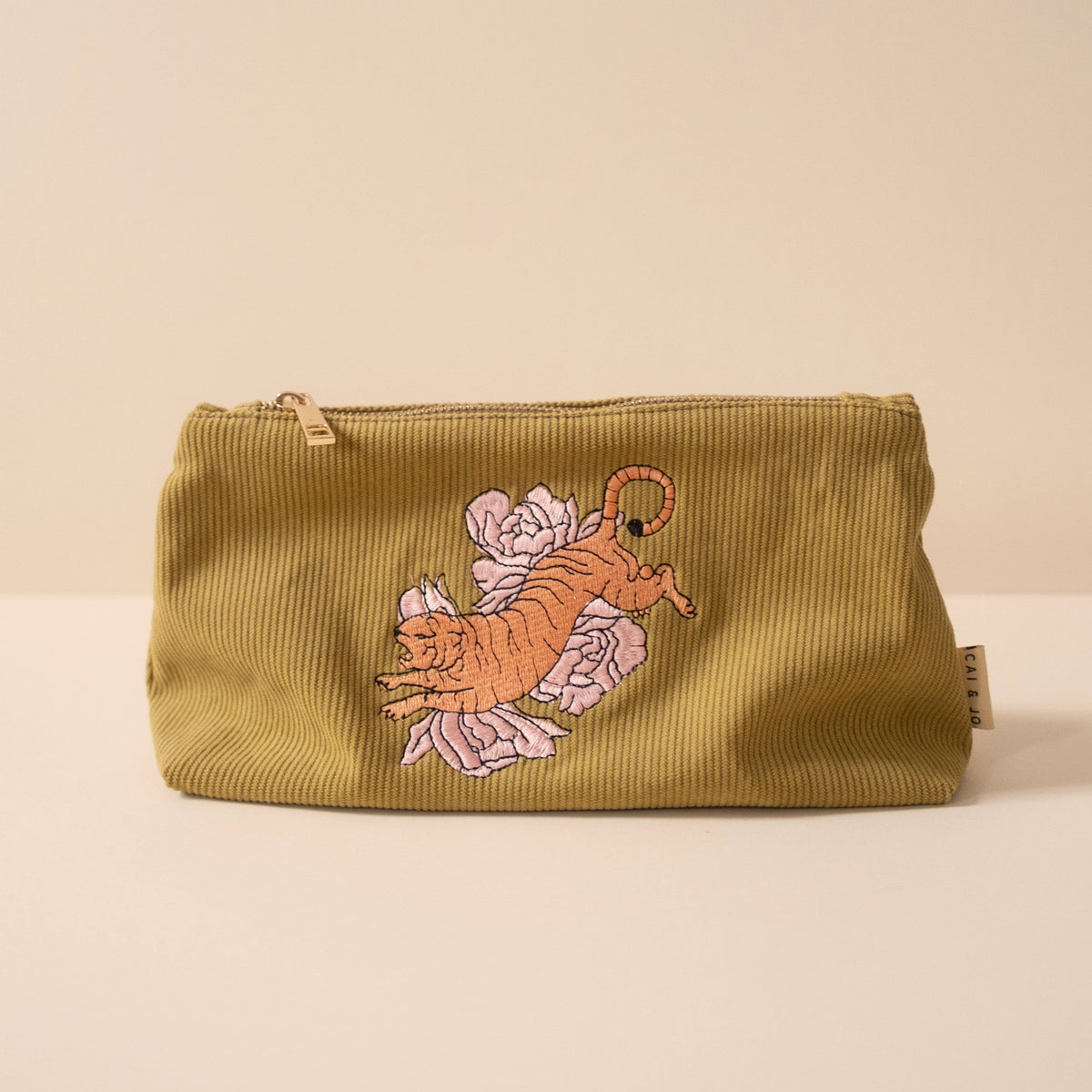 cai & jo - Medium Corduroy Pouch in Olive