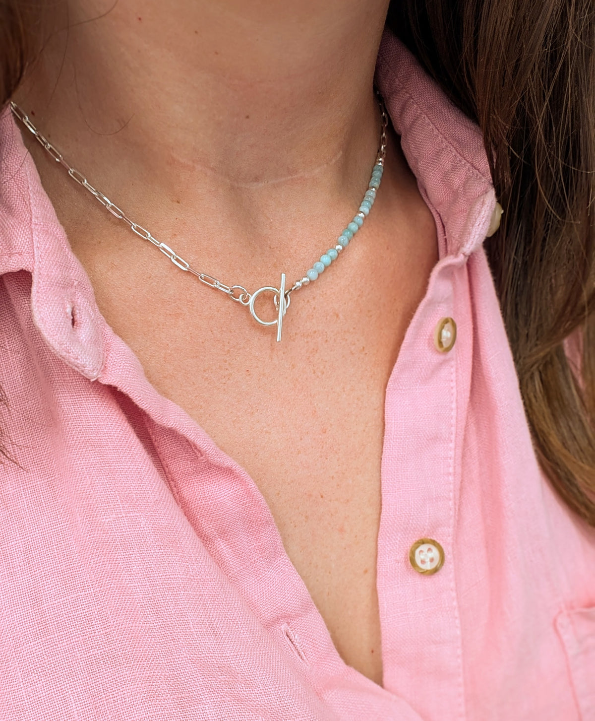 Sterling Silver Amazonite Gemstone Necklace
