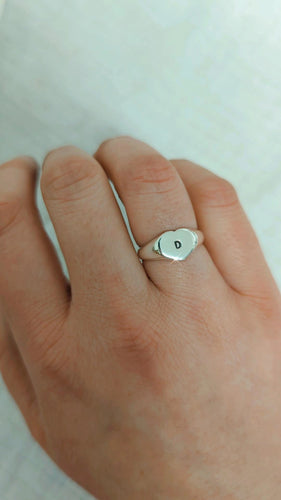 Personalised Silver Heart Signet Ring