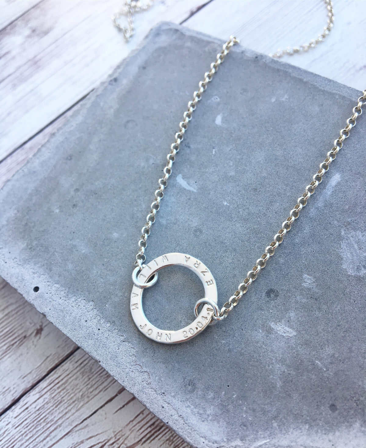 Personalised Sterling Silver Halo Necklace