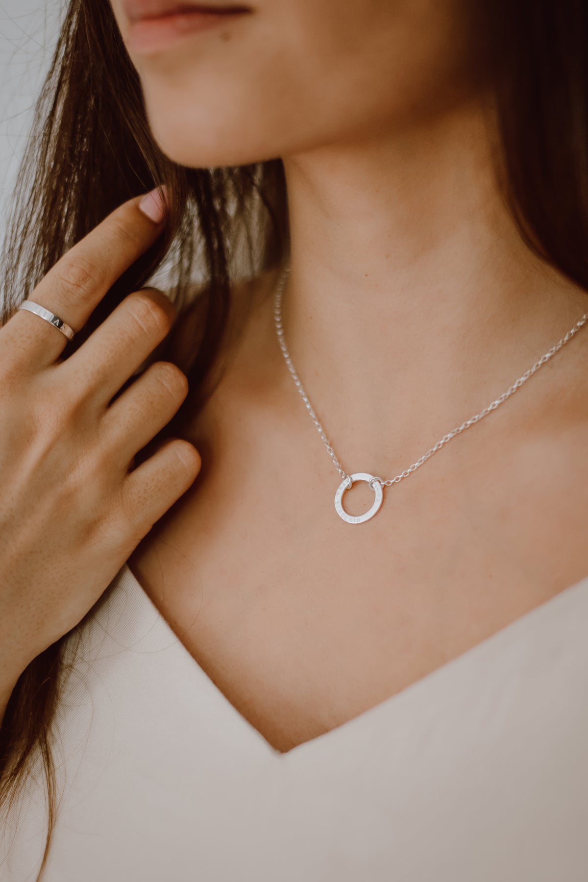 Personalised Sterling Silver Halo Necklace