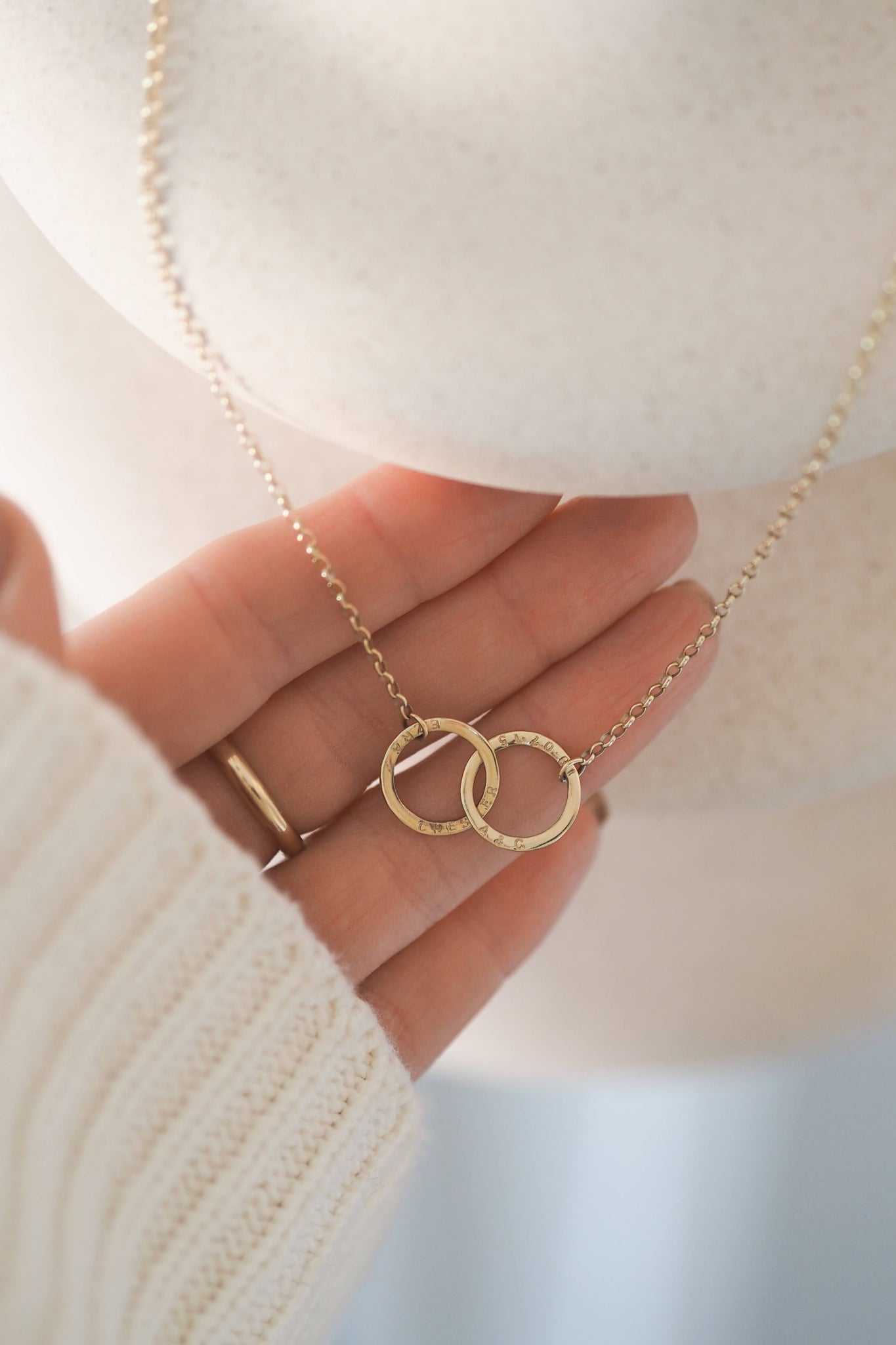 Personalised double ring shop necklace