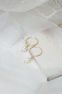 14ct Gold filled Pearl Drop Hoops