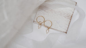 14ct Gold filled Pearl Drop Hoops