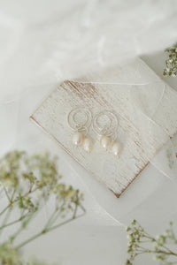 Sterling Silver Pearl Drop Hoops