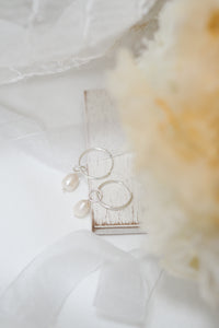 Sterling Silver Pearl Drop Hoops