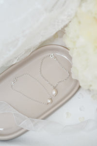 Dainty Silver Pearl Charm Bracelet