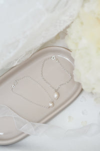 Silver Pearl Charm Bracelet