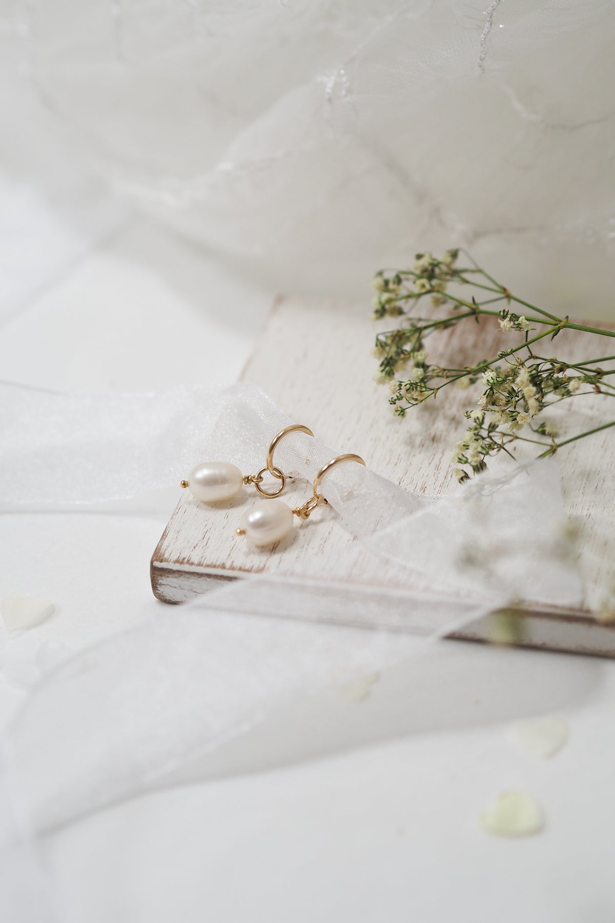 14ct Gold filled Pearl Drop Hoops