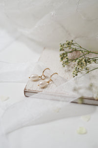 14ct Gold filled Pearl Drop Hoops