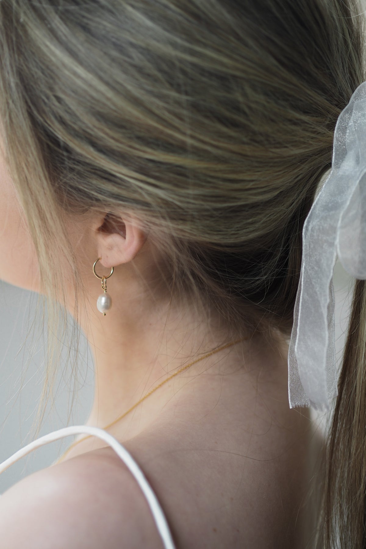 14ct Gold filled Pearl Drop Hoops