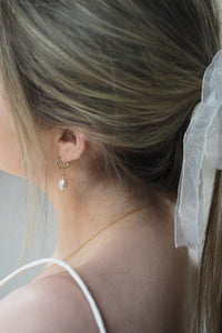14ct Gold filled Pearl Drop Hoops