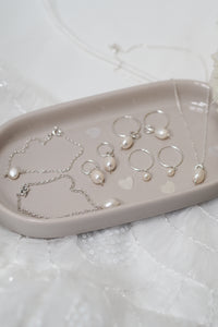 Sterling Silver Pearl Drop Hoops
