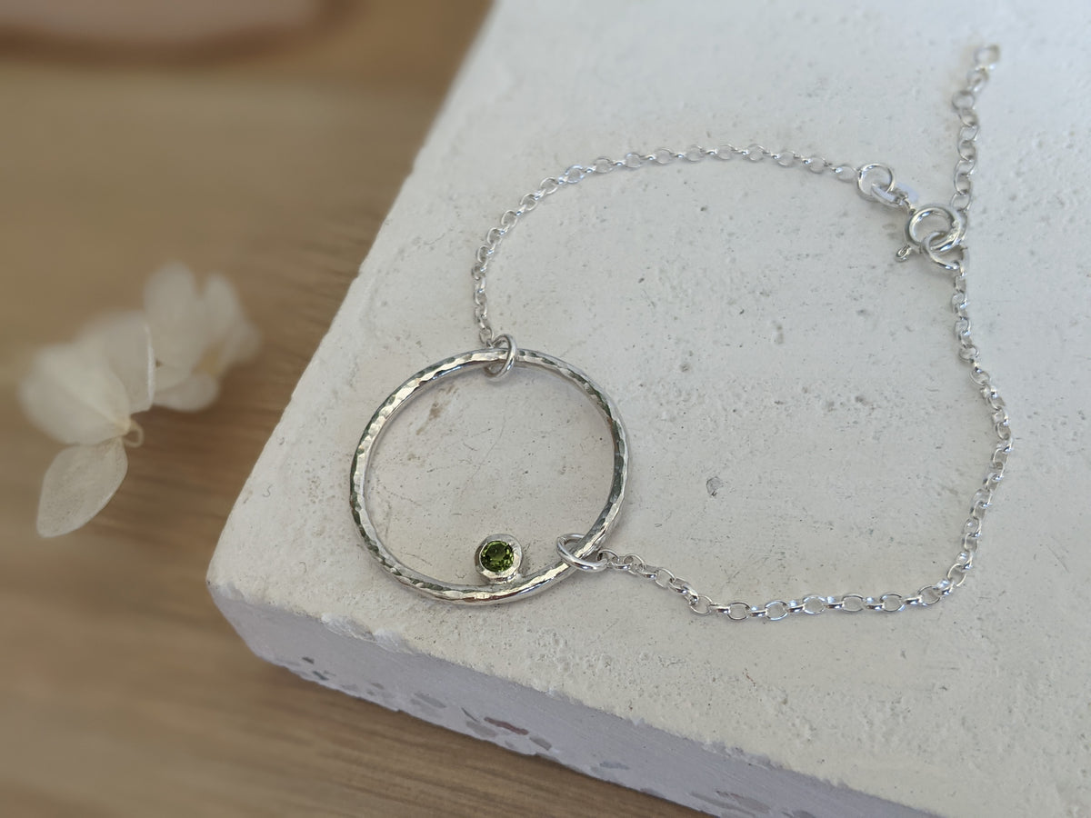 Silver Halo Birthstone Bracelet