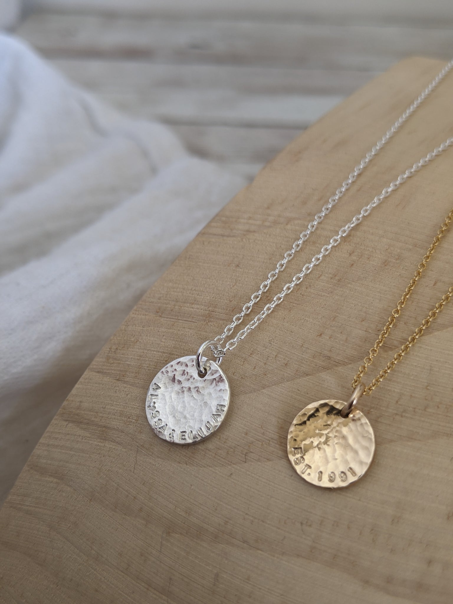 Reserved for Rachel - Hammered Silver Disc Necklace – May & Mabel