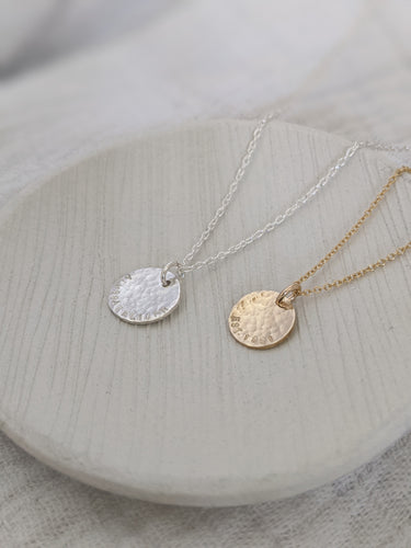 Personalised Hammered Disc Necklace