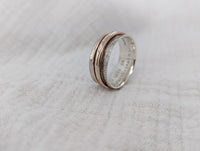 Personalised Solid Silver And Gold Spinner Ring