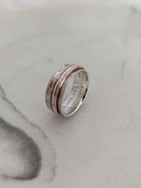 Personalised Solid Silver And Gold Spinner Ring