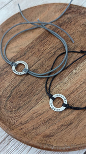 Mens Personalised Silver Cord Bracelet