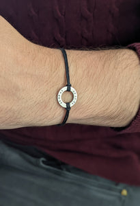 Mens Personalised Silver Cord Bracelet