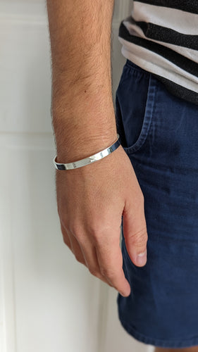 Mens Personalised Sterling Silver Cuff Bracelet