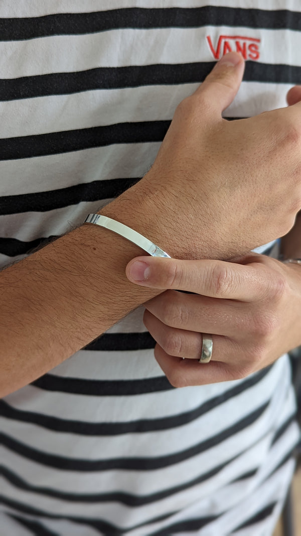 Mens Personalised Sterling Silver Cuff Bracelet