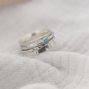 Personalised Silver And Turquoise Spinner Ring