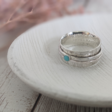 Load image into Gallery viewer, Personalised Silver And Turquoise Spinner Ring