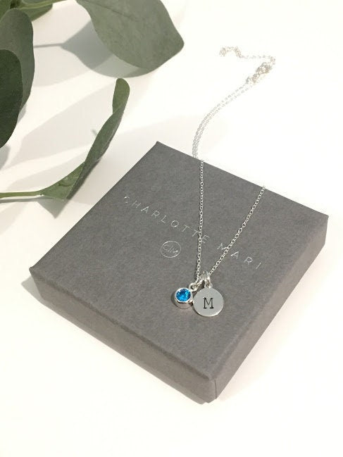 Personalised Initial Birthstone Necklace